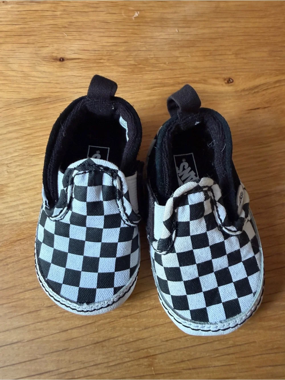 Vans Kids Checkerboard Slip-On Shoes - Black & White